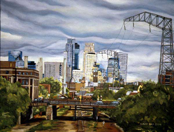 Dinkytown and Minneapolis Skyline